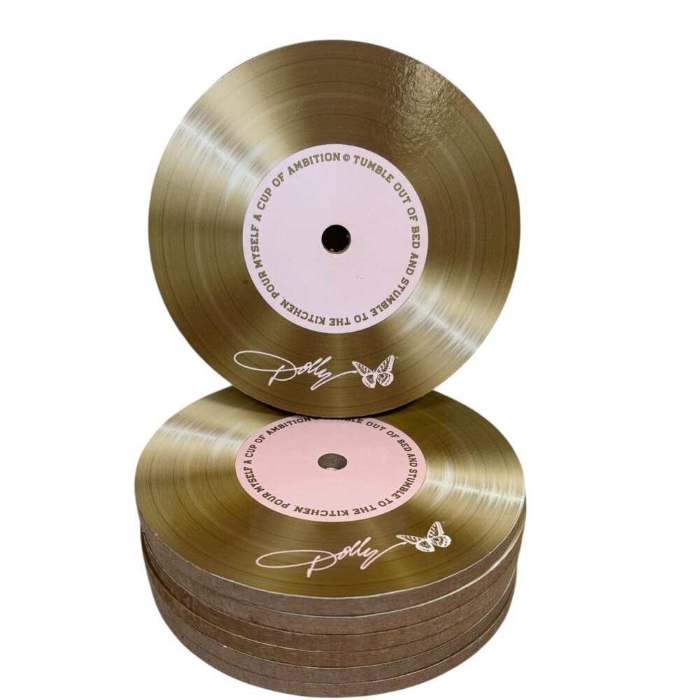 Dolly Parton Record Shaped Coasters Dollywood Cork
